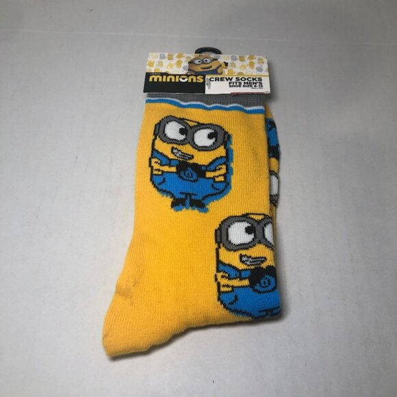Minions Novelty Crew Socks Men's Shoe Size 6-12 New One Pair  NEW - Picture 1 of 5